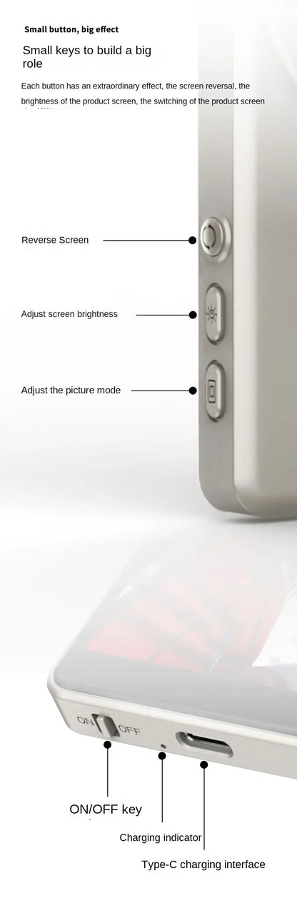 2025 Magnetic Wireless Selfie Monitor Screen For IPhone Android, 3.94 HD Expansion Display Rear Camera Vlog Live Video Recording