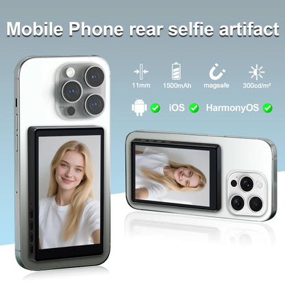 2025 Magnetic Wireless Selfie Monitor Screen For IPhone Android, 3.94 HD Expansion Display Rear Camera Vlog Live Video Recording