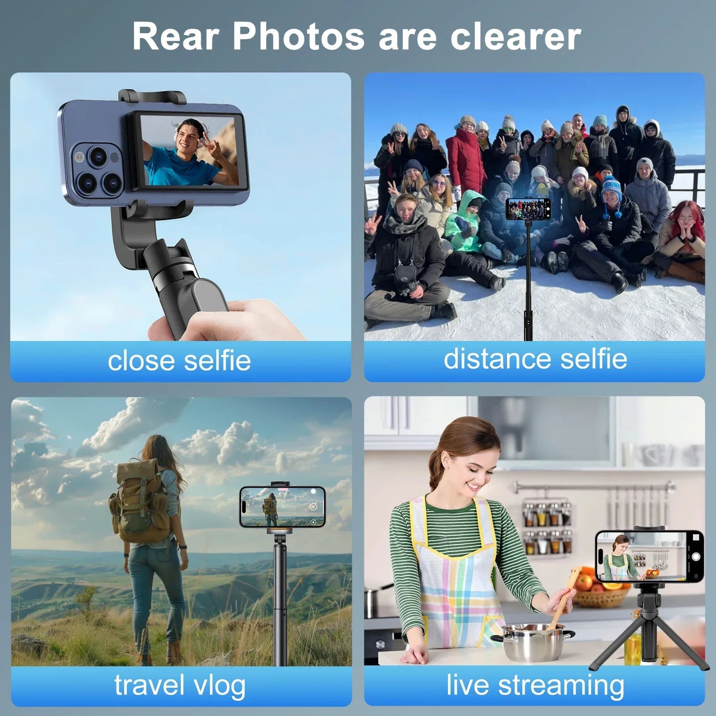 2025 Magnetic Wireless Selfie Monitor Screen For IPhone Android, 3.94 HD Expansion Display Rear Camera Vlog Live Video Recording
