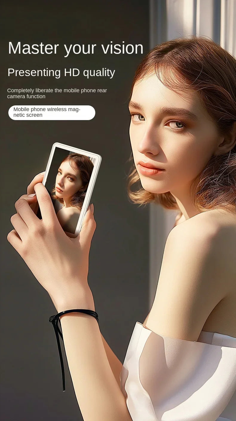 2025 Magnetic Wireless Selfie Monitor Screen For IPhone Android, 3.94 HD Expansion Display Rear Camera Vlog Live Video Recording