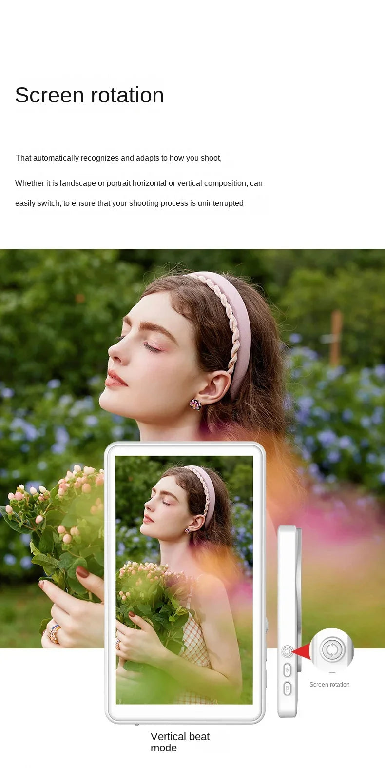 2025 Magnetic Wireless Selfie Monitor Screen For IPhone Android, 3.94 HD Expansion Display Rear Camera Vlog Live Video Recording